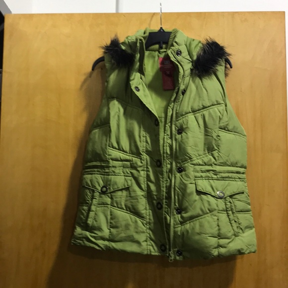 Lime Green Vest with Hood - Picture 1 of 4